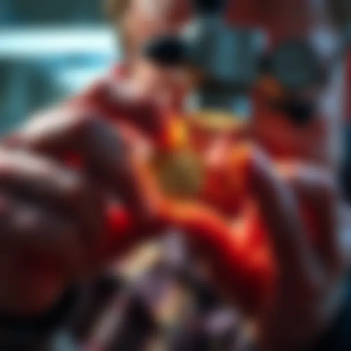 An expert examining a coin under magnification for authenticity