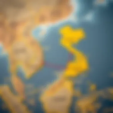 Trade Routes: South Korea and Thailand Map highlighting trade routes between South Korea and Thailand